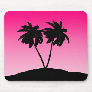Palm Tree Silhouette op Dawn Pink Muismat