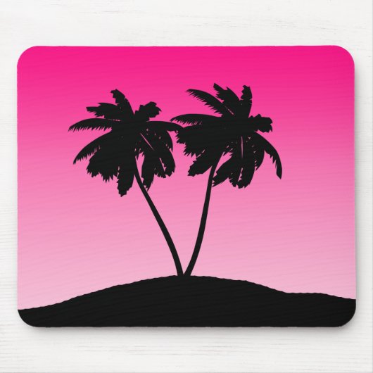 Palm Tree Silhouette op Dawn Pink Muismat (Voorkant)