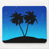 Palm Tree Silhouette op Evening Blue met sterren Muismat (Voorkant)