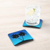 Palm Tree Silhouette op Evening Blue met sterren Onderzetter (Rechterzijde)