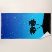 Palm Tree Silhouette op Evening Blue met sterren Strandlaken (Voorkant)
