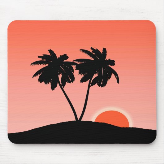 Palm Tree Silhouette op Sunset Oranje Muismat (Voorkant)
