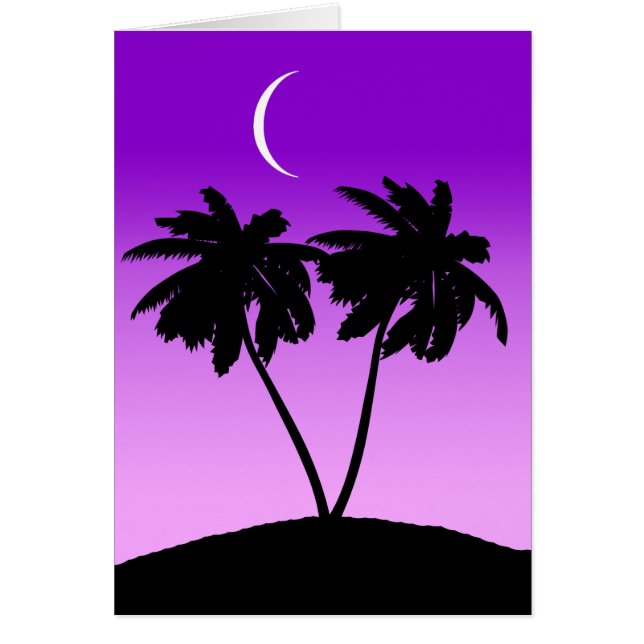 Palm Tree Silhouette op Twilight Paars (Voorkant)