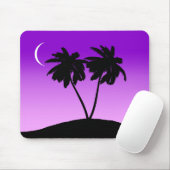 Palm Tree Silhouette op Twilight Paars Muismat (Met muis)