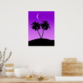 Palm Tree Silhouette op Twilight Paars Poster (Keuken)