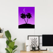 Palm Tree Silhouette op Twilight Paars Poster (Thuiskantoor)
