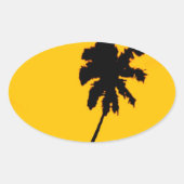 Palm Tree Silhouette Ovale Sticker (Voorkant)