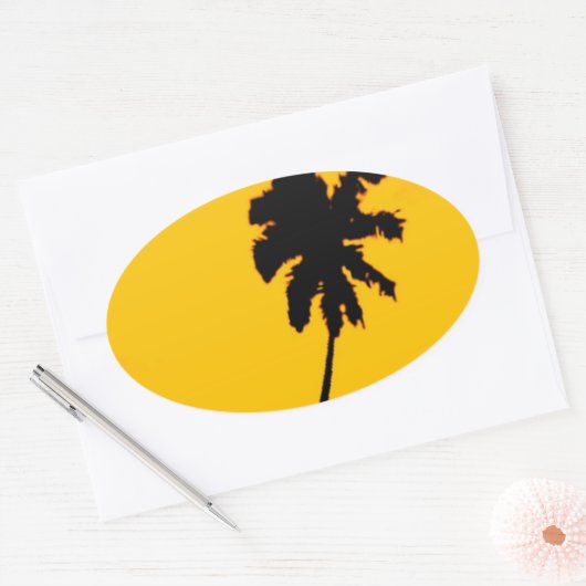 Palm Tree Silhouette Ovale Sticker (Envelop)