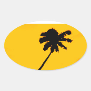 Palm Tree Silhouette Ovale Sticker