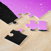 Palm Tree Silhouette, Paars met sterren Legpuzzel (Zijkant)