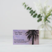 Palm Tree Silhouette Paarse Sky Visitekaartje (Staand voorkant)