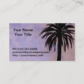 Palm Tree Silhouette Paarse Sky Visitekaartje (Voorkant)