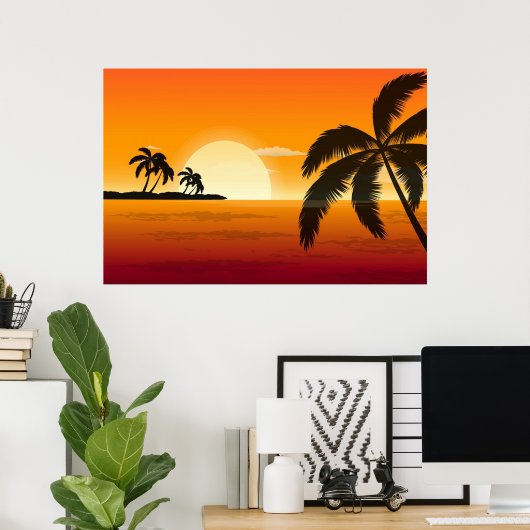 Palm Tree Silhouette poster (Thuiskantoor)
