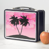 Palm Tree Silhouette tegen Dawn roze met wolken (In situ)