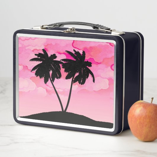 Palm Tree Silhouette tegen Dawn roze met wolken (In situ)