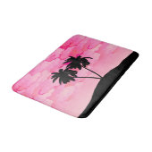 Palm Tree Silhouette tegen Dawn roze met wolken Badmat (Gekanteld)