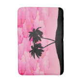 Palm Tree Silhouette tegen Dawn roze met wolken Badmat (Voorkant Verticaal)