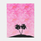 Palm Tree Silhouette tegen Dawn roze met wolken Fleece Deken (Voorkant)