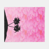 Palm Tree Silhouette tegen Dawn roze met wolken Fleece Deken (Voorkant (Horizontaal))