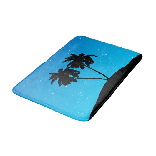 Palm Tree Silhouette tegen Evening Blue Badmat (Gekanteld)