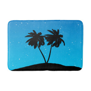 Palm Tree Silhouette tegen Evening Blue Badmat