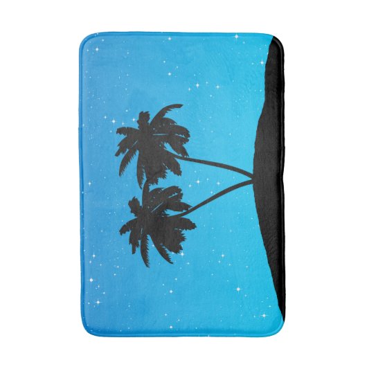 Palm Tree Silhouette tegen Evening Blue Badmat (Voorkant Verticaal)