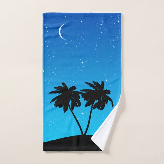 Palm Tree Silhouette tegen Evening Blue Bath Tow Bad Handdoek (Handdoek)
