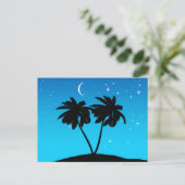 Palm Tree Silhouette tegen Evening Blue Briefkaart (Staand voorkant)