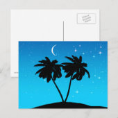 Palm Tree Silhouette tegen Evening Blue Briefkaart (Voorkant / Achterkant)