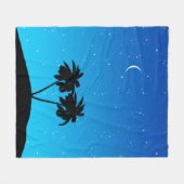 Palm Tree Silhouette tegen Evening Blue Fleece Deken (Voorkant (Horizontaal))