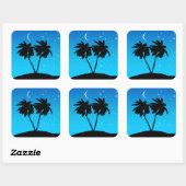 Palm Tree Silhouette tegen Evening Blue Vierkante Sticker (Vel)