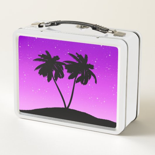 Palm Tree Silhouette tegen Paars schema (Achterkant)