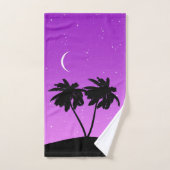 Palm Tree Silhouette tegen Paars schemerlicht Bad Handdoek (Handdoek)