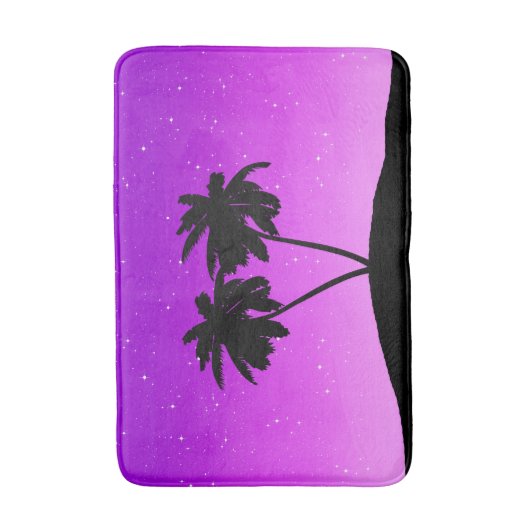 Palm Tree Silhouette tegen Paars schemerlicht Badmat (Voorkant Verticaal)