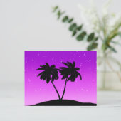Palm Tree Silhouette tegen Paars schemerlicht Briefkaart (Staand voorkant)