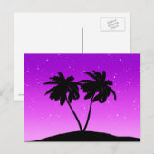 Palm Tree Silhouette tegen Paars schemerlicht Briefkaart (Voorkant / Achterkant)
