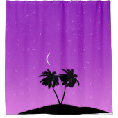 Palm Tree Silhouette tegen Paars schemerlicht Douchegordijn (Voorkant)