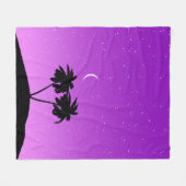 Palm Tree Silhouette tegen Paars schemerlicht Fleece Deken (Voorkant (Horizontaal))