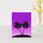 Palm Tree Silhouette tegen Paars schemerlicht Kaart (Gele Bloem)