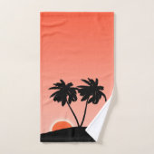 Palm Tree Silhouette tegen Sunset Oranje Bath to Bad Handdoek (Handdoek)