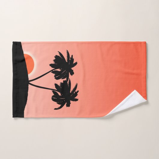 Palm Tree Silhouette tegen Sunset Oranje Bath to Bad Handdoek (Handdoek)