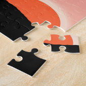 Palm Tree Silhouette tegen Zonnevaste Oranje Jigza Legpuzzel (Zijkant)