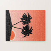 Palm Tree Silhouette tegen Zonnevaste Oranje Jigza Legpuzzel (Horizontaal)