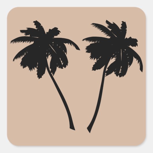 Palm Tree Silhouette Vierkante Sticker (Voorkant)