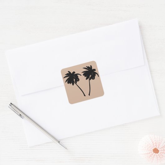 Palm Tree Silhouette Vierkante Sticker (Envelop)