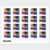 Palm Tree Silhouette Vierkante Sticker (Vel)