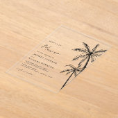 Palm Tree Sketch Reizen Strand Bestemming Trouwen Acryl Uitnodigingen (Laagn)