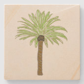 Palm Tree Sketch Stenen Onderzetter (Voorkant)