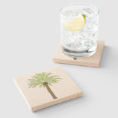 Palm Tree Sketch Stenen Onderzetter (Zijkant)