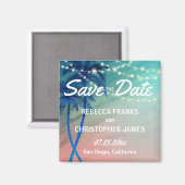 Palm Tree Sla de datum magneten op | Blauwgroen bl (Voorkant / Achterkant)